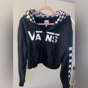 VANS black cropped zip up sweatshirt